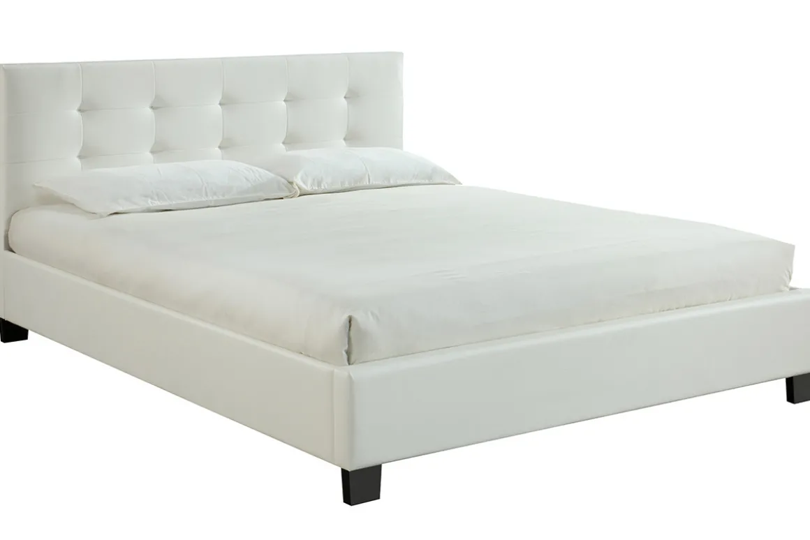 Flash Sale Miliboo Cama 160 x 200 PU blanca acolchada MARQUISE
