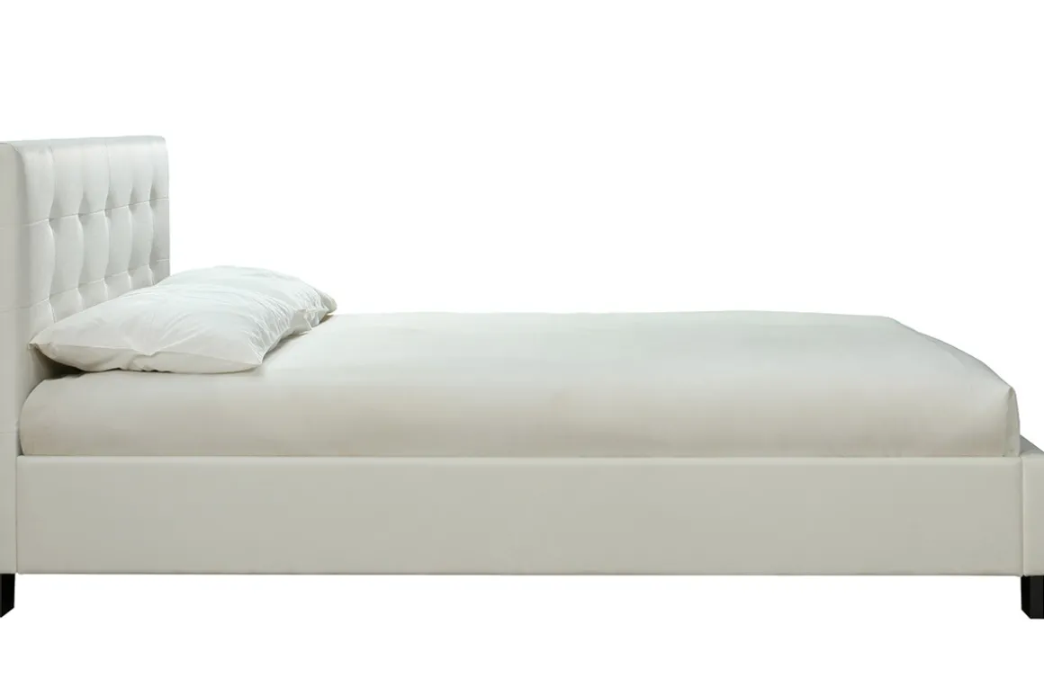 Flash Sale Miliboo Cama 160 x 200 PU blanca acolchada MARQUISE