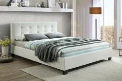 Flash Sale Miliboo Cama 160 x 200 PU blanca acolchada MARQUISE