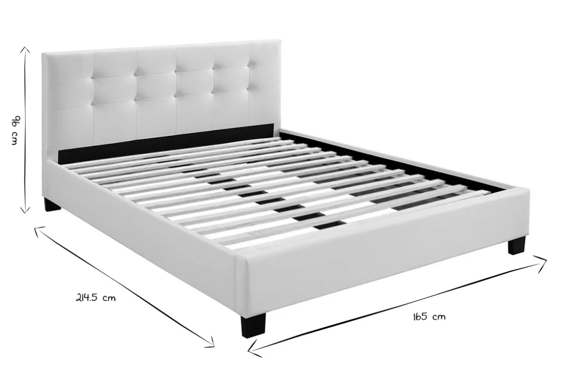 Flash Sale Miliboo Cama 160 x 200 PU blanca acolchada MARQUISE