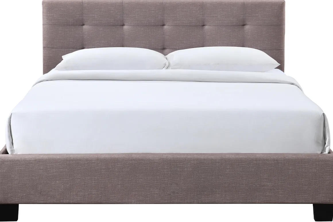 Fashion Miliboo Cama 160 x 200 tela camel acolchada MARQUISE