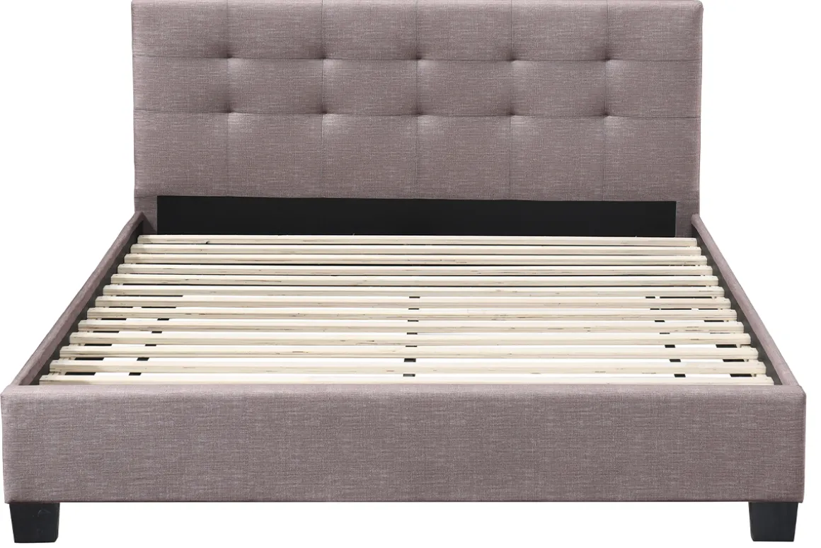 Fashion Miliboo Cama 160 x 200 tela camel acolchada MARQUISE