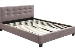 Fashion Miliboo Cama 160 x 200 tela camel acolchada MARQUISE