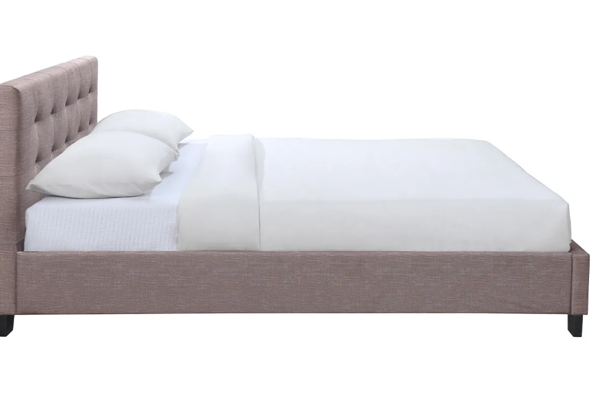 Fashion Miliboo Cama 160 x 200 tela camel acolchada MARQUISE