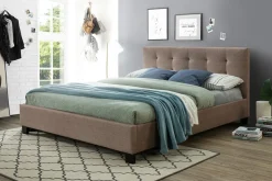 Fashion Miliboo Cama 160 x 200 tela camel acolchada MARQUISE