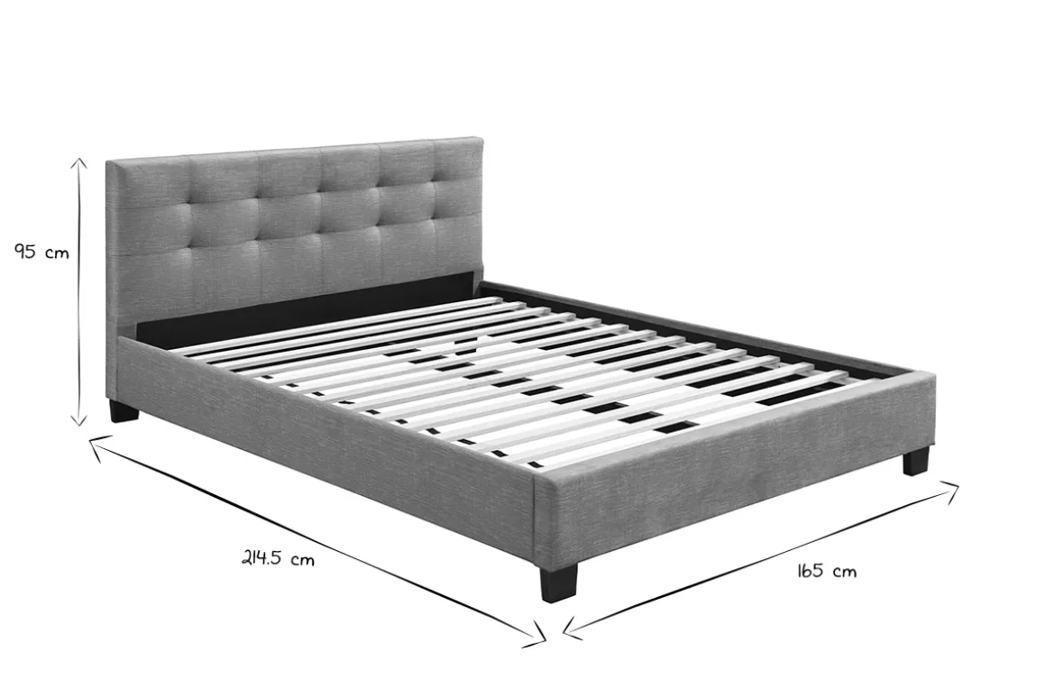 Fashion Miliboo Cama 160 x 200 tela camel acolchada MARQUISE