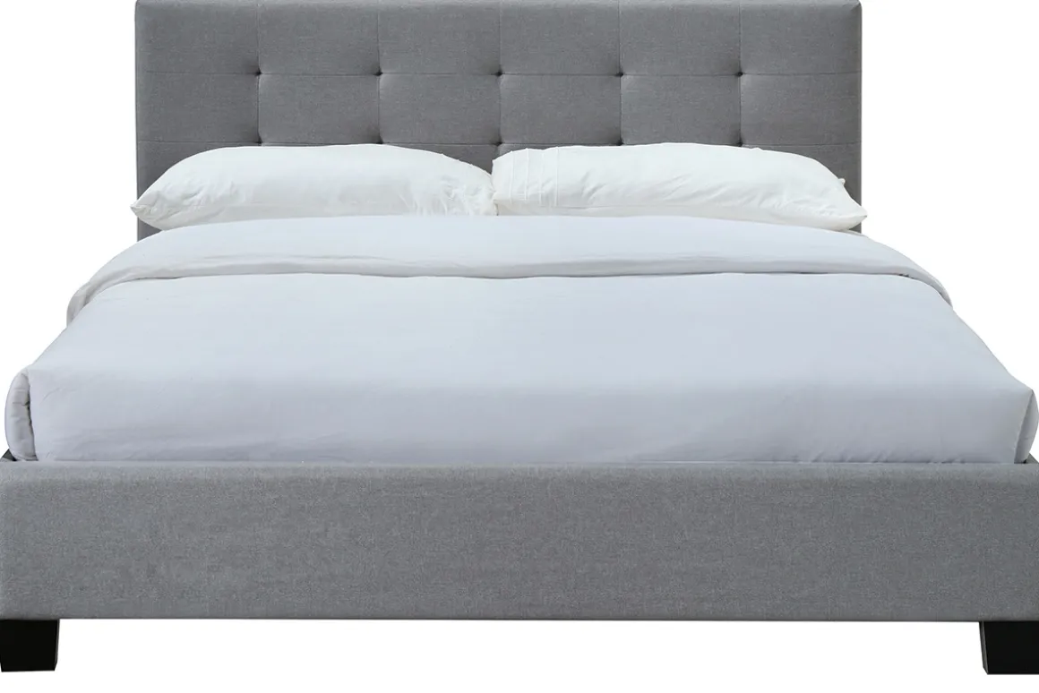 Flash Sale Miliboo Cama 160 x 200 tela gris acolchada MARQUISE