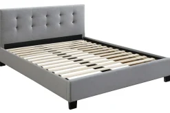Flash Sale Miliboo Cama 160 x 200 tela gris acolchada MARQUISE