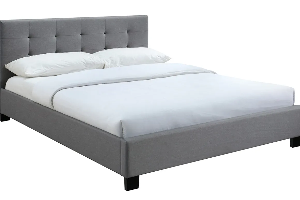 Flash Sale Miliboo Cama 160 x 200 tela gris acolchada MARQUISE