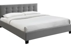 Shop Miliboo Cama 180 x 200 tela gris acolchada MARQUISE