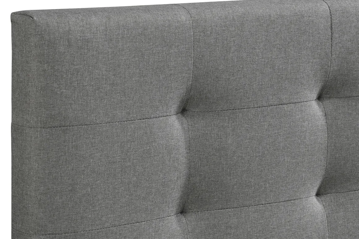 Shop Miliboo Cama 180 x 200 tela gris acolchada MARQUISE
