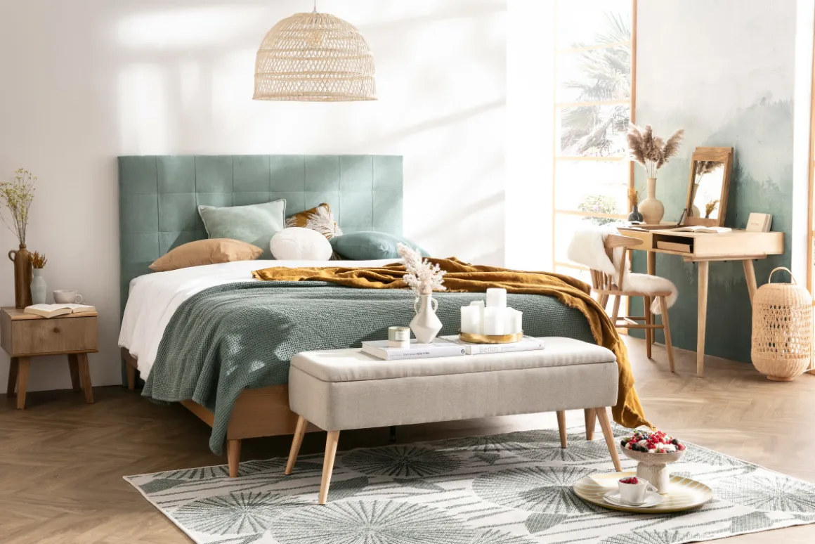 Hot Miliboo Cama adulto 160 x 200 cm con somier acabado madera clara AYO