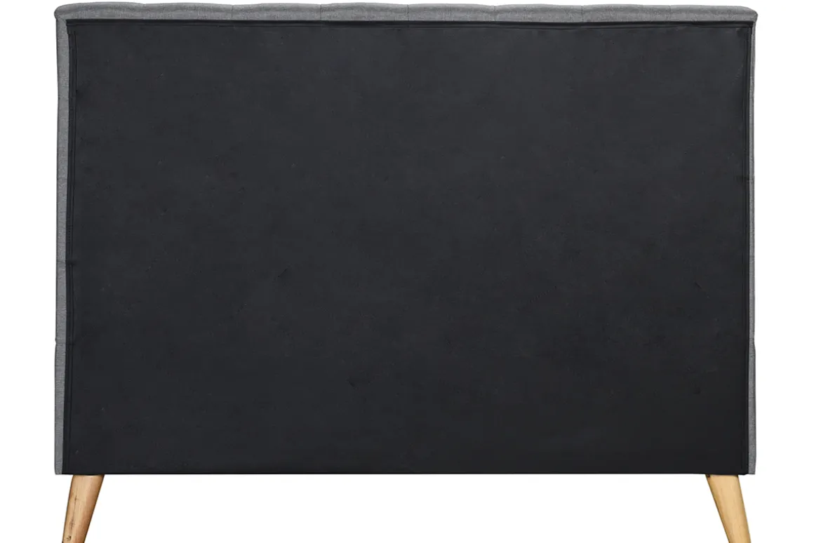 Sale Miliboo Cama adulto escandinavo madera y tejido gris 140 x 200cm LYNN