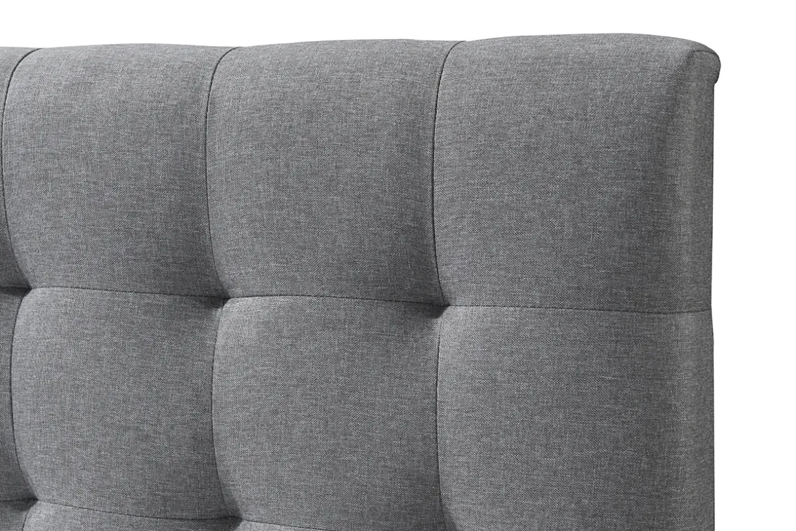 Sale Miliboo Cama adulto escandinavo madera y tejido gris 140 x 200cm LYNN