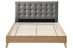 Cheap Miliboo Cama adulto estilo nórdico madera y tejido gris 160 x 200cm LYNN