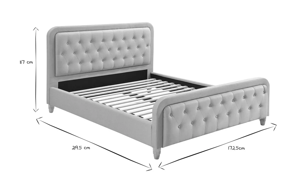 New Miliboo Cama capitoné tejido beige 160 x 200cm KRISTEN