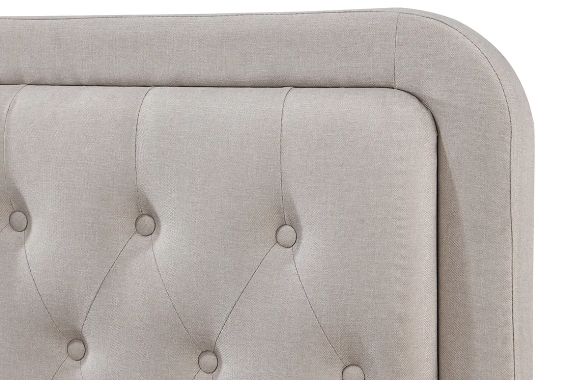 New Miliboo Cama capitoné tejido beige 160 x 200cm KRISTEN