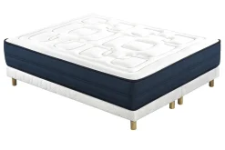 Cheap Miliboo Cama 180 × 200 cm con somieres tapizados y colchón viscoelástico BENJI