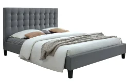Cheap Miliboo Cama con cabecero capitoné tejido gris claro 160x200 DANAE