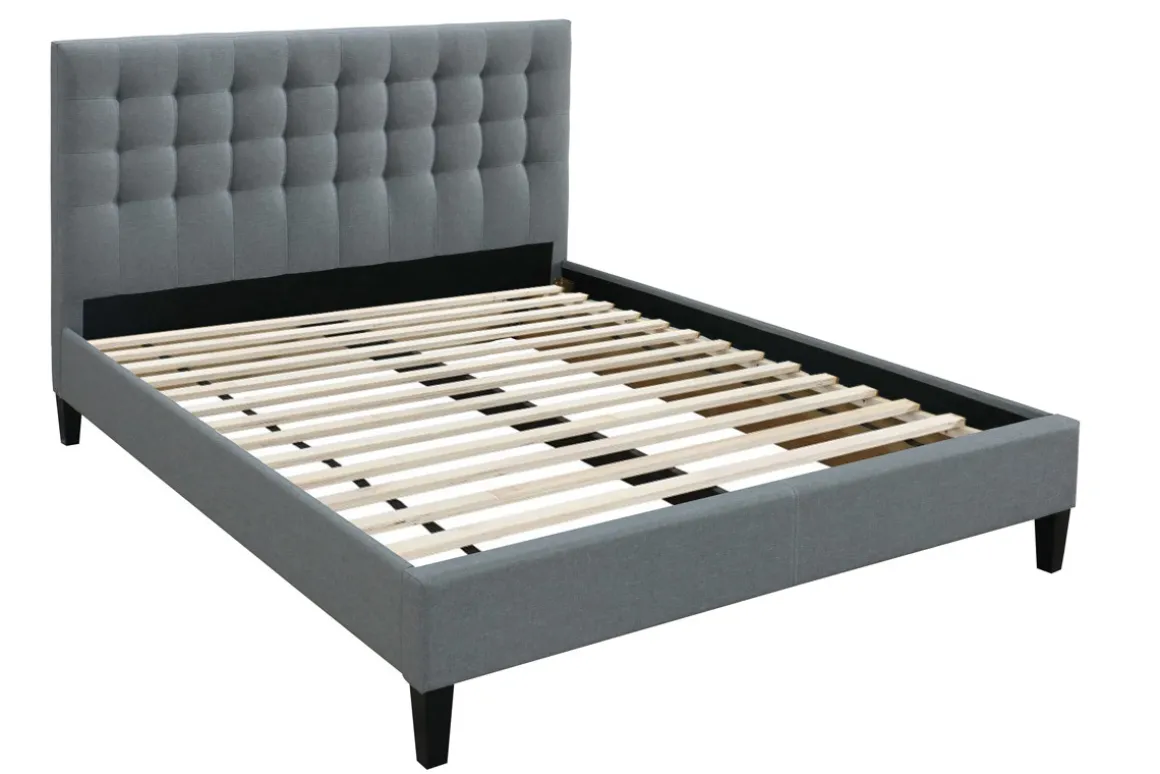 Cheap Miliboo Cama con cabecero capitoné tejido gris claro 160x200 DANAE