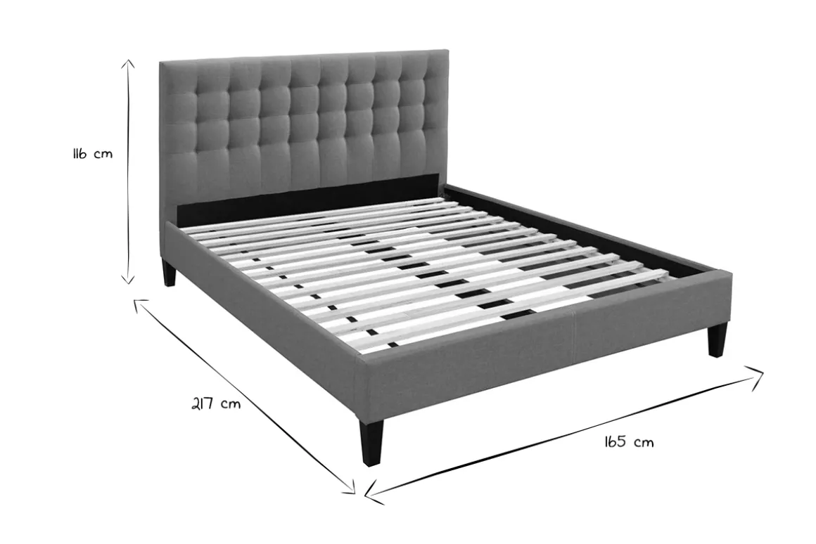 Cheap Miliboo Cama con cabecero capitoné tejido gris claro 160x200 DANAE