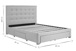 Best Miliboo Cama con cajones 2 plazas 160 x 200 cm de tela beige RENO