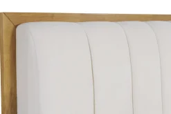 Fashion Miliboo Cama de 2 plazas 160 x 200 cm de madera clara y tejido gris claro RONN