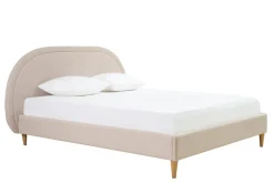 Store Miliboo Cama de 2 plazas 160 x 200 cm de tela beige CHARLINE
