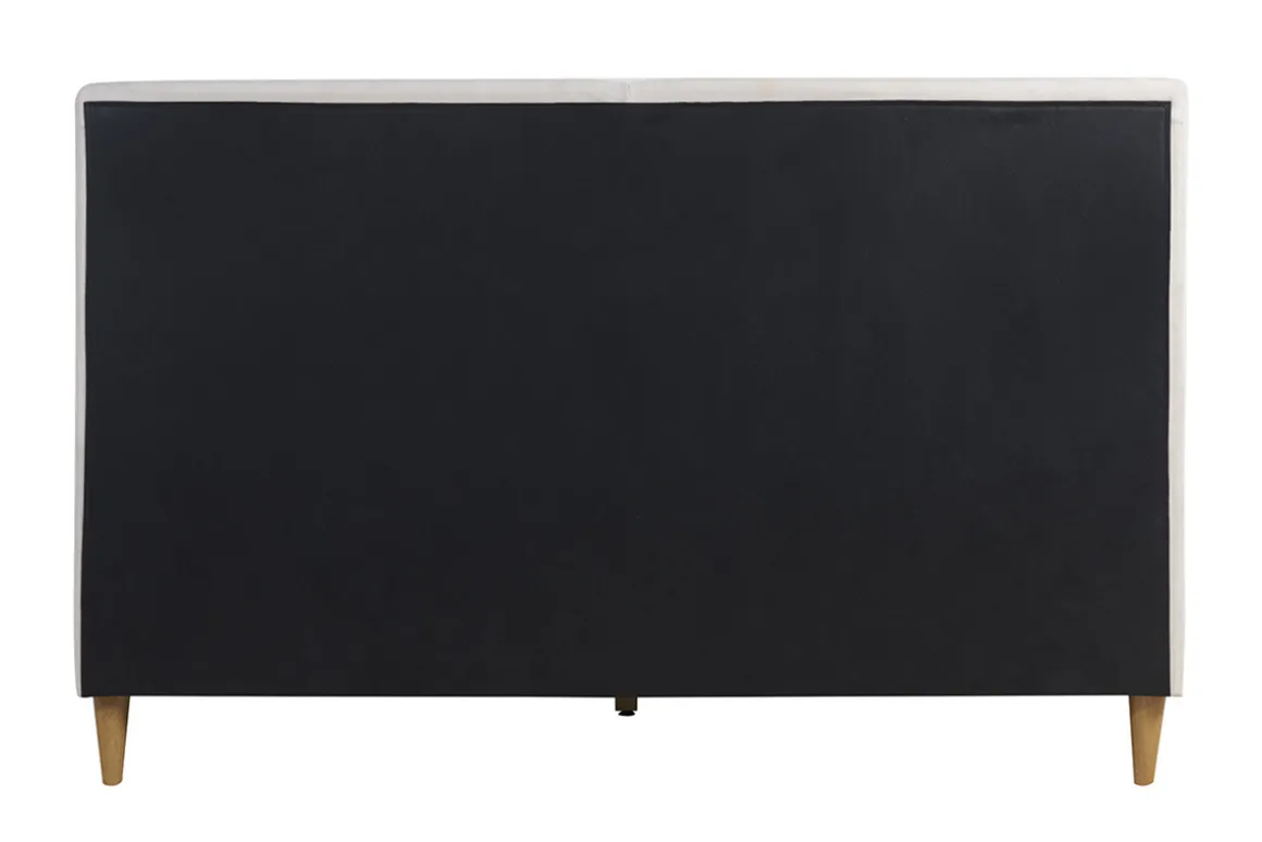 Store Miliboo Cama de 2 plazas 160 x 200 cm de tela beige y madera clara SALOME