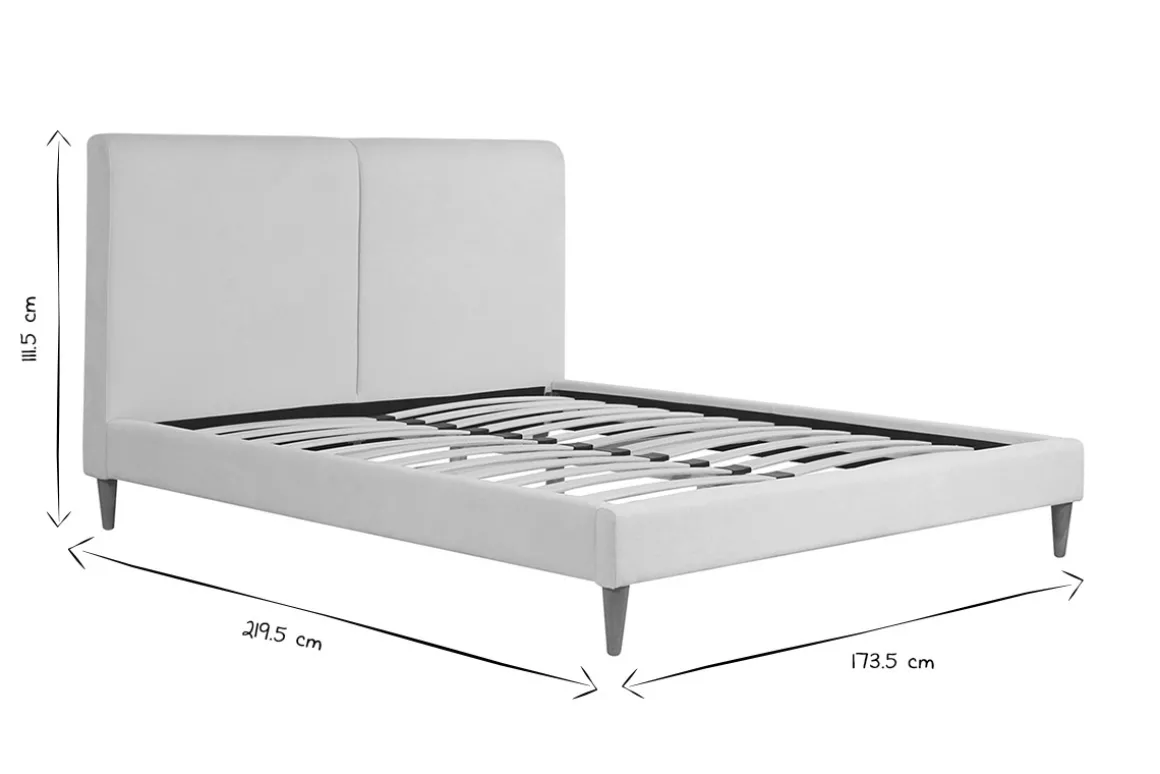 Store Miliboo Cama de 2 plazas 160 x 200 cm de tela beige y madera clara SALOME