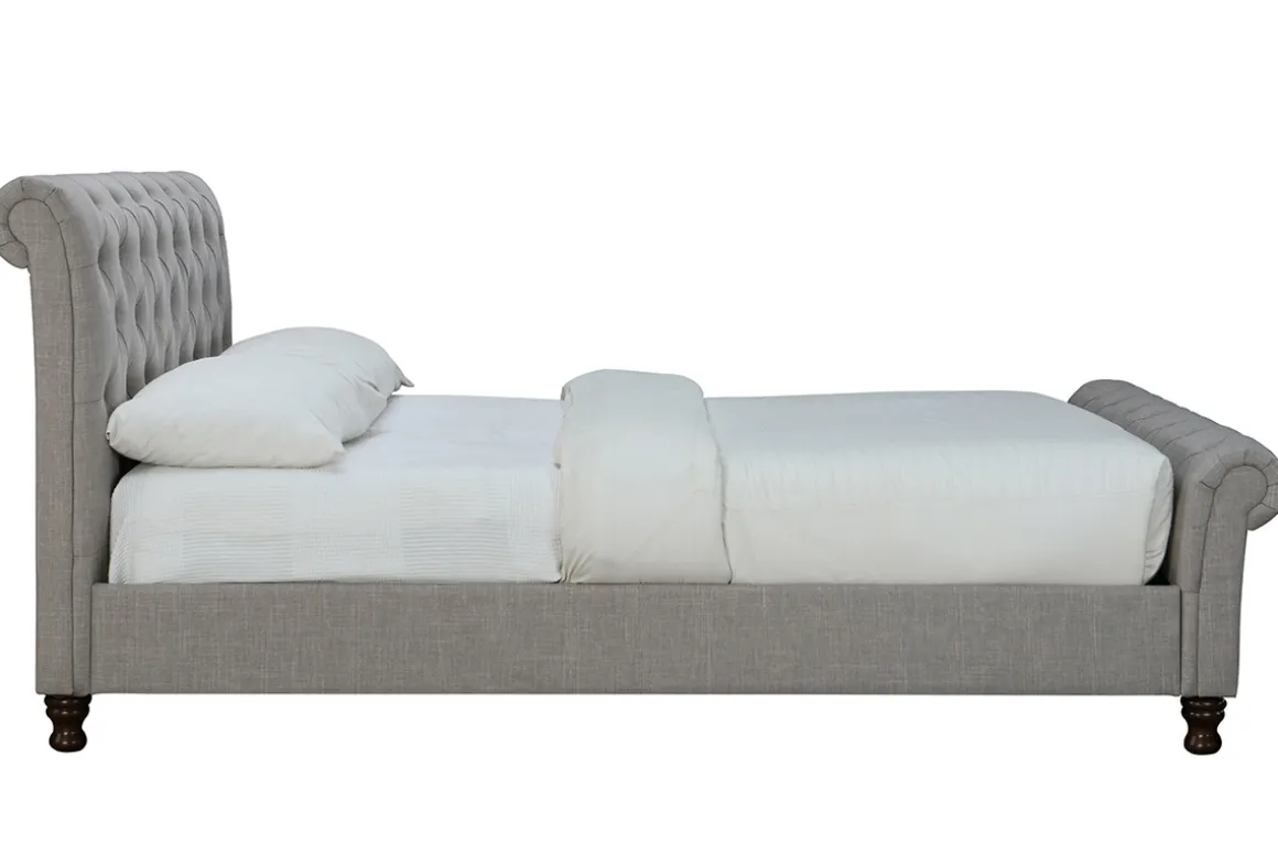 Shop Miliboo Cama doble 160*200 lino gris RILEY