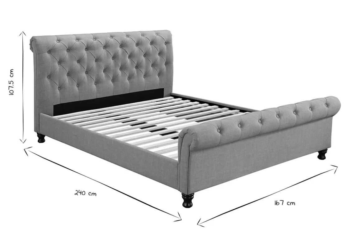 Shop Miliboo Cama doble 160*200 lino gris RILEY