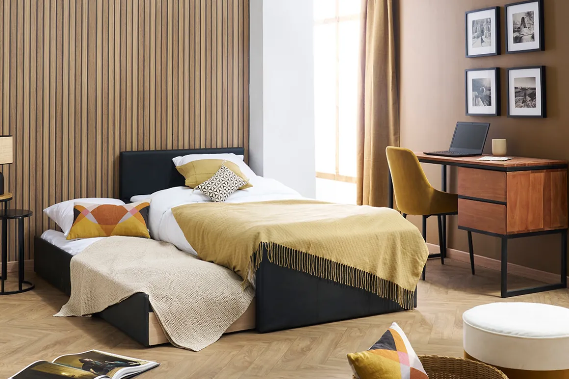 Shop Miliboo Cama nido 90 x 195 cm negro mate MACCO