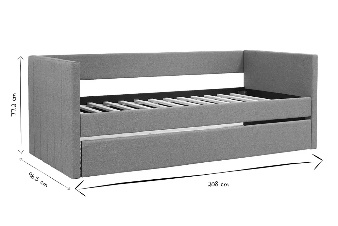 Best Sale Miliboo Cama nido de tela gris 90 x 190 cm ELIE