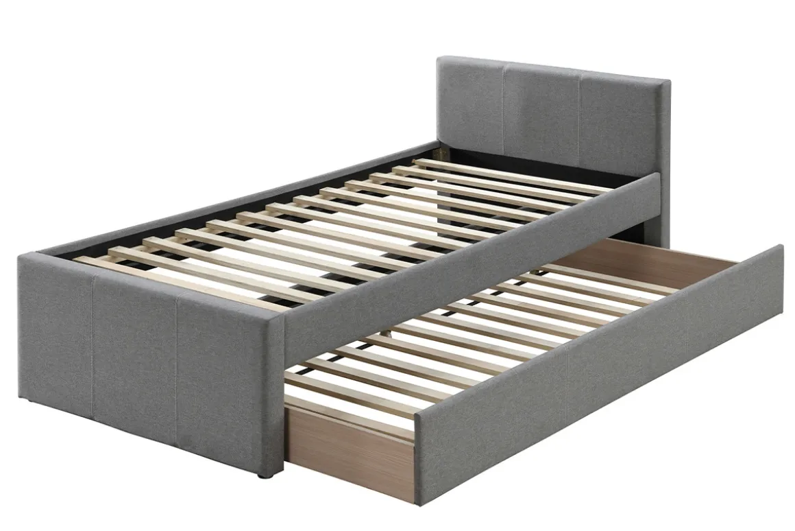 Clearance Miliboo Cama nido infantil 90 × 195 cm tela gris MACCO
