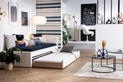 Clearance Miliboo Cama nido infantil 90 × 195 cm tela gris MACCO