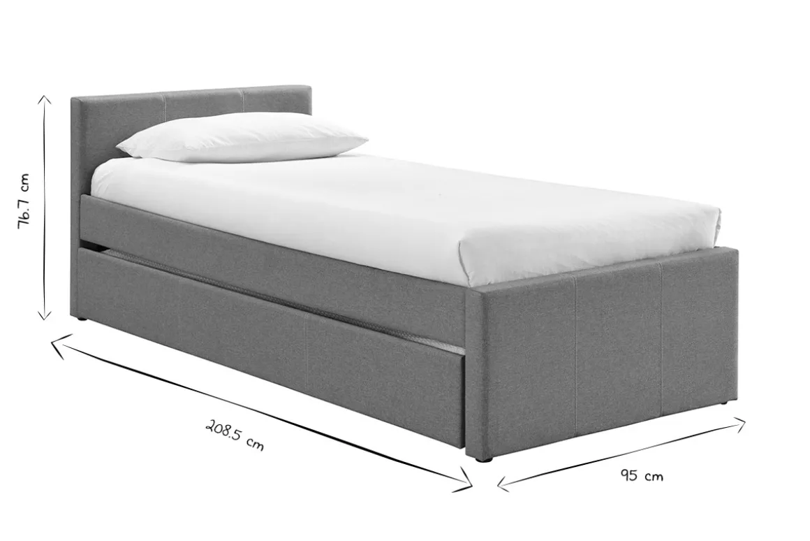 Clearance Miliboo Cama nido infantil 90 × 195 cm tela gris MACCO