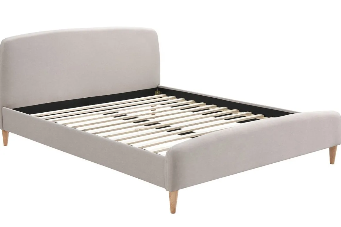 Clearance Miliboo Cama nórdica 160 x 200cm tejido beige NIELS
