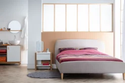 Clearance Miliboo Cama nórdica 160 x 200cm tejido beige NIELS