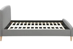 Clearance Miliboo Cama tejido gris y madera 140 x 200 NIELS