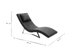 Fashion Miliboo Chaise longue diseño negro MONACO