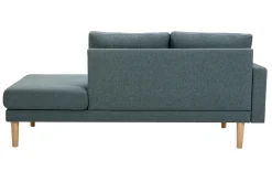 Discount Miliboo Chaise longue nórdica de tela verde grisáceo y madera maciza clara 190 cm BERTILLE