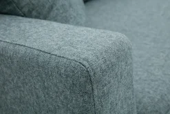Discount Miliboo Chaise longue nórdica de tela verde grisáceo y madera maciza clara 190 cm BERTILLE