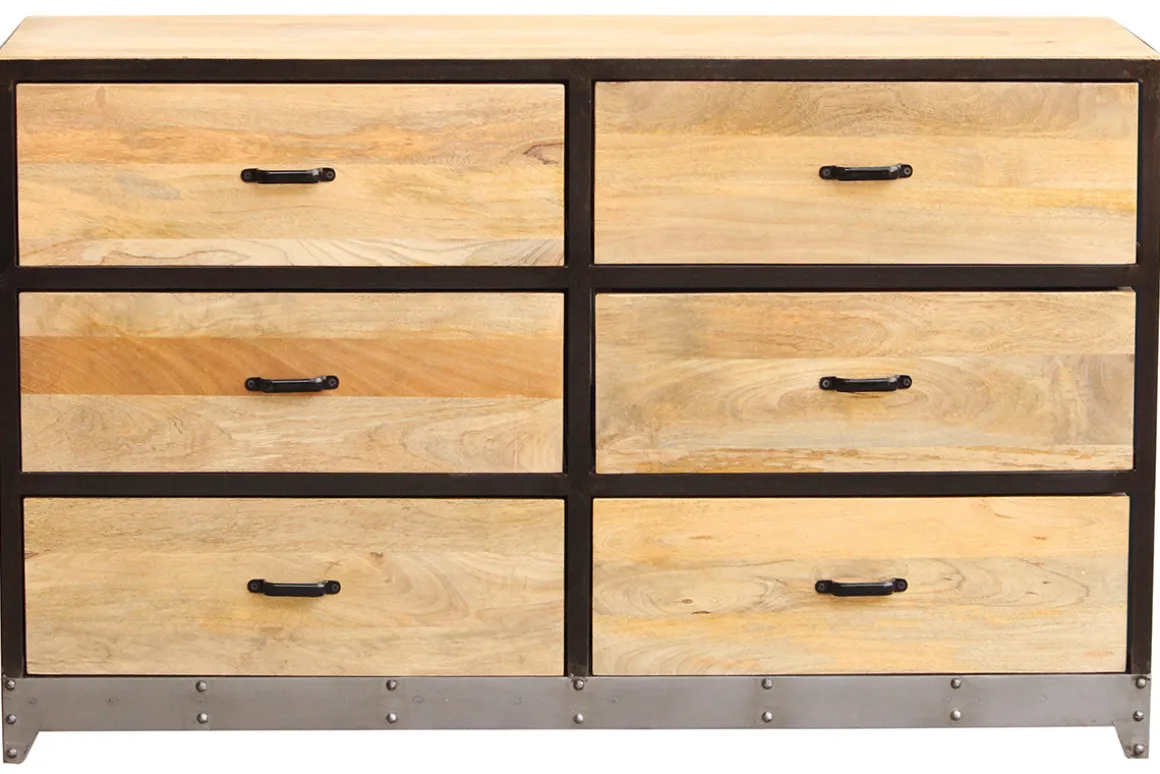 Outlet Miliboo Cómoda 6 cajones madera y metal INDUSTRIA