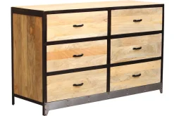 Outlet Miliboo Cómoda 6 cajones madera y metal INDUSTRIA