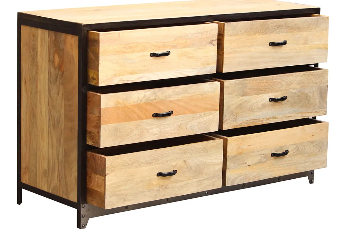 Outlet Miliboo Cómoda 6 cajones madera y metal INDUSTRIA
