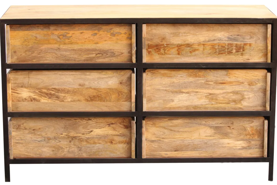 Outlet Miliboo Cómoda 6 cajones madera y metal INDUSTRIA