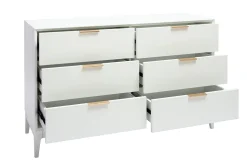 New Miliboo Cómoda blanca mate y metal dorado 6 cajones L120 cm GIANA