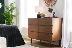 Store Miliboo Cómoda de 6 cajones de madera oscura 120 cm SANAA