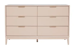 Online Miliboo Cómoda de 6 cajones rosa palo y metal dorado 120 cm GIANA